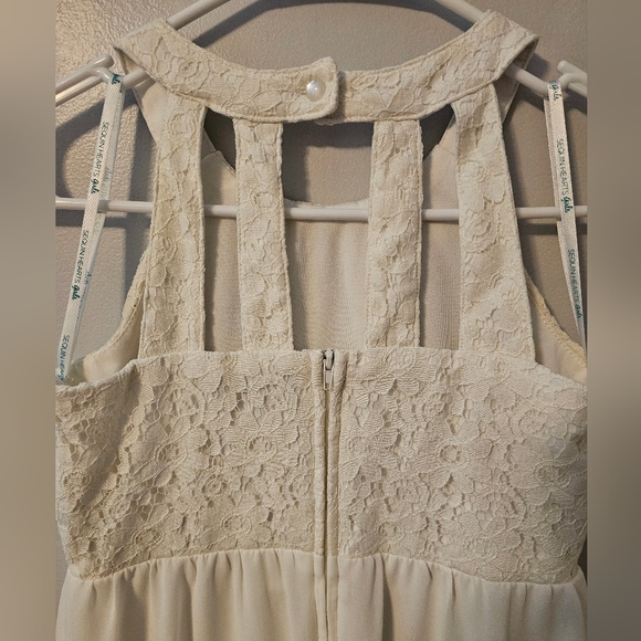 Sequin Hearts Girls white lace strappy formal dress w/ rhinestones Size 12 - Picture 5 of 7
